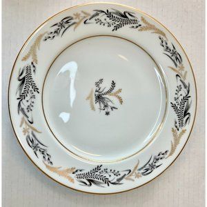 Vintage Caravel Or Noir Japan Wheat & Flowers Gold Trim Dinner Plates & Bread Pl
